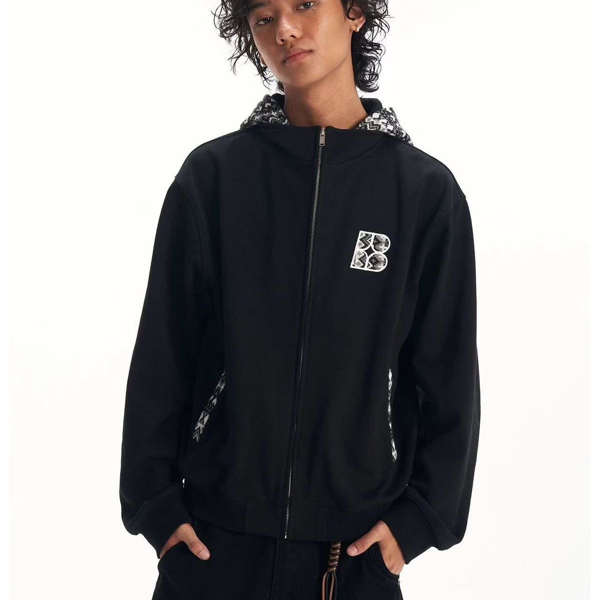 BIPOLAR  Fake Two-piece Ethnic Style Knitted Sweatshirt