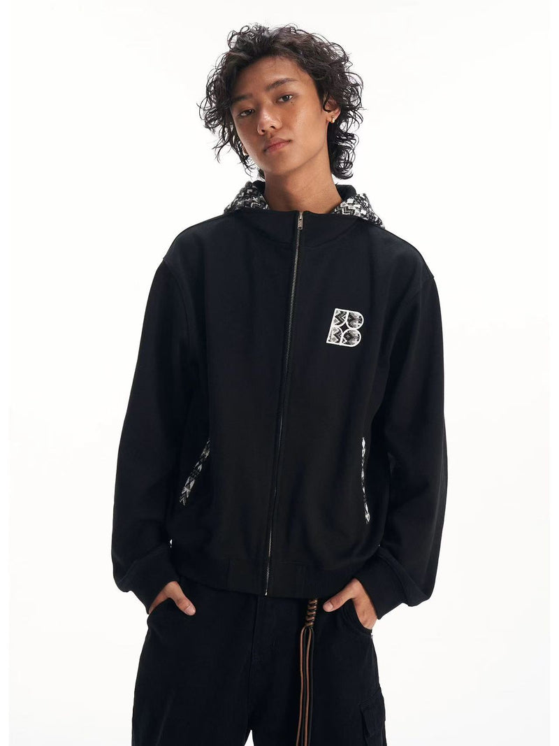 BIPOLAR  Fake Two-piece Ethnic Style Knitted Sweatshirt