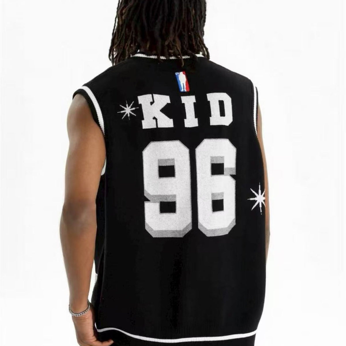 STK 96 Number Embroidered V-Neck Knit Vest