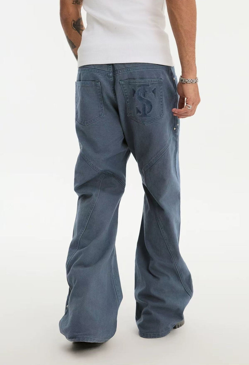 STK Vintage Waterwashed Curved Blade Flared Jeans