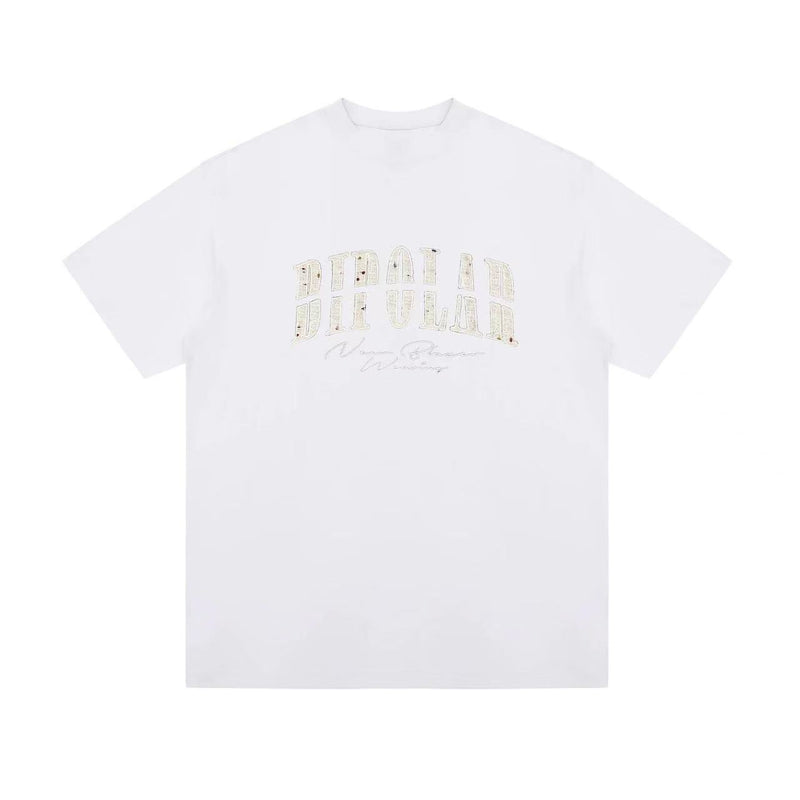 BIPOLAR  Round Neck Patch Embroidered T-shirt