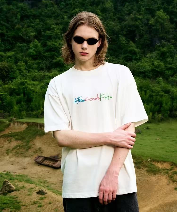AFGK Cursive Logo Embroidered Short-sleeve T-shirt