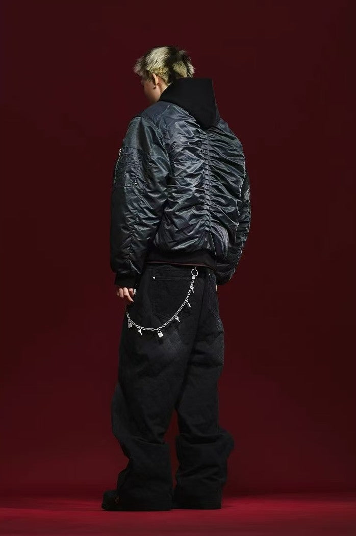 REMEDY Pleated Quilted  Bomber Jacket