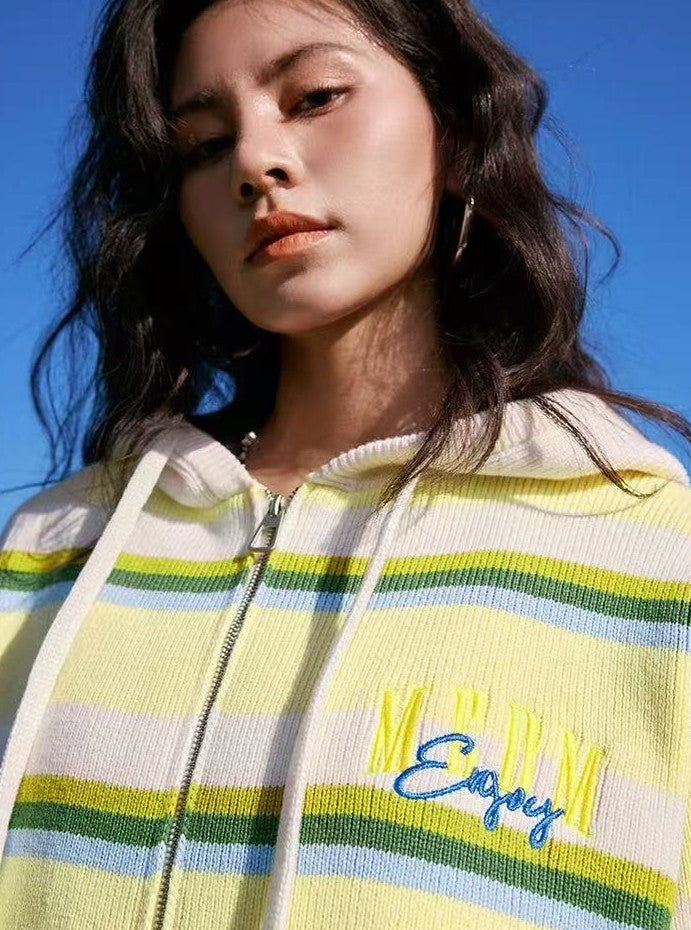 MEDM Color Striped Hooded Sweater