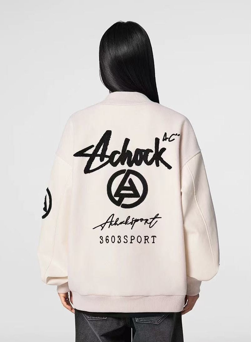 ACHOCK Retro Patchwork PU Leather Jacket