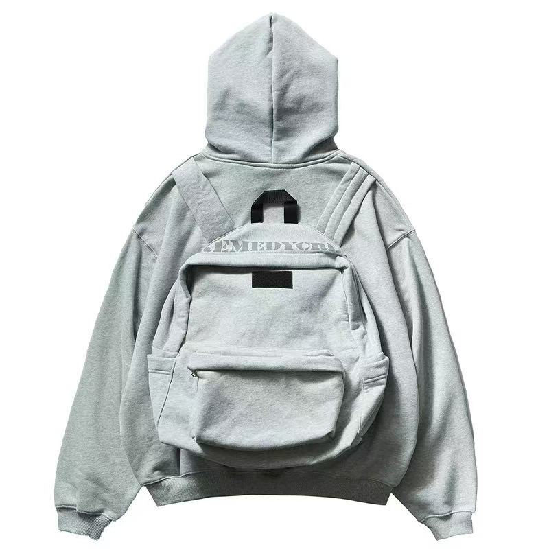 REMEDY Logo Print Hooded Backpack Sweatshirt
