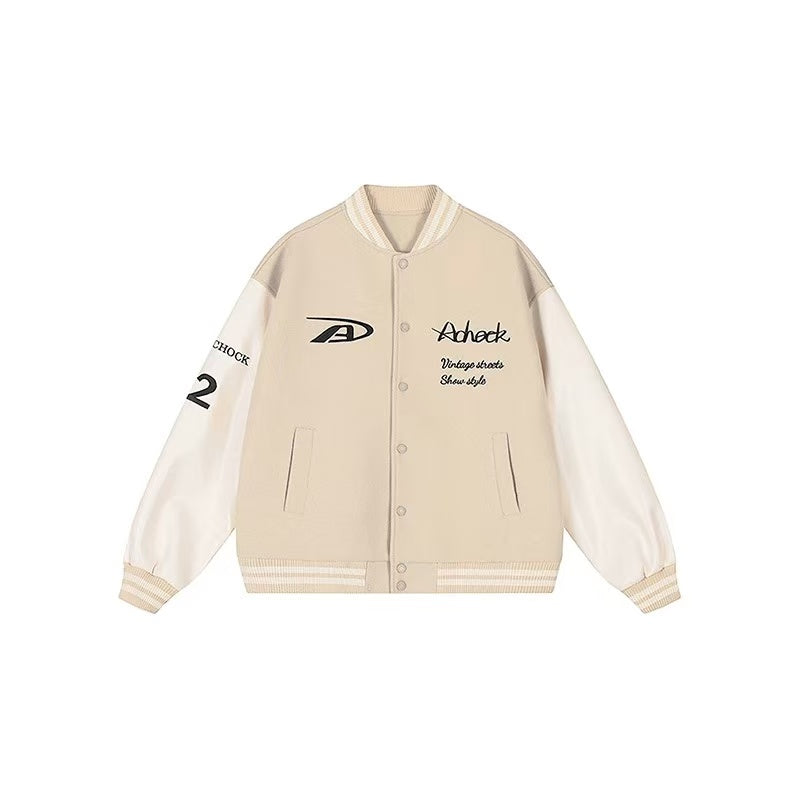 ACHOCK Basic Logo Embroidered Baseball Jacket