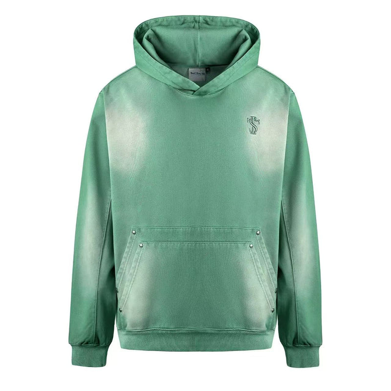 STK Double Pouch Rivet Pocket Wash Hoodie