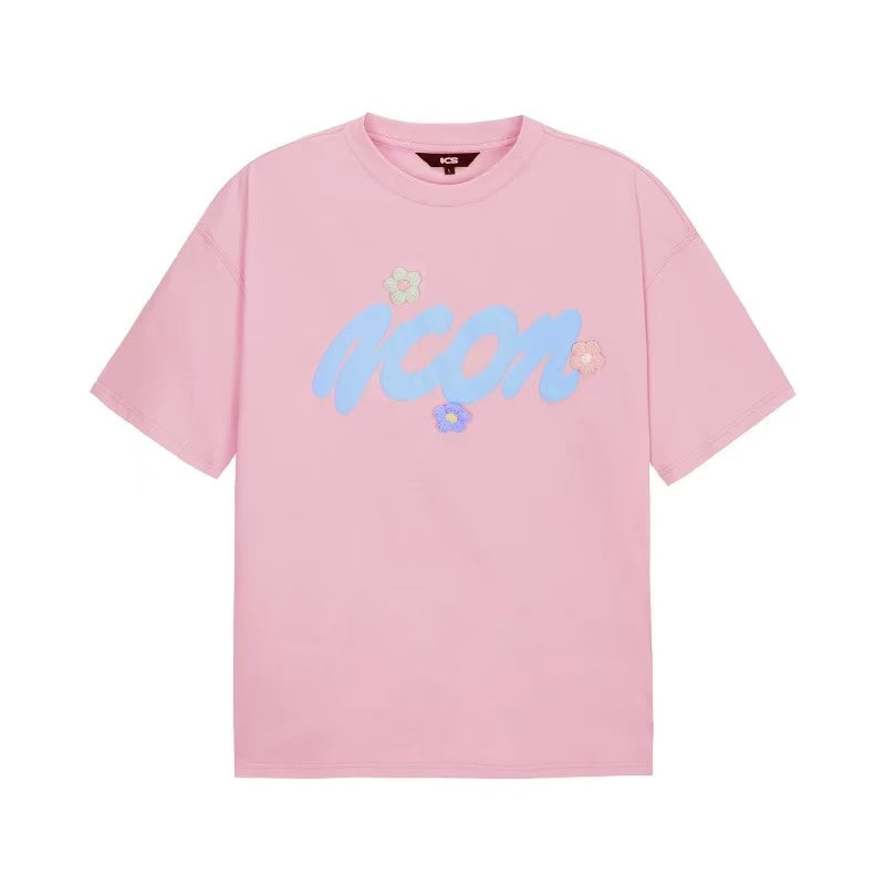 ICONSLAB 3-D Woolen Flower Logo T-shirt