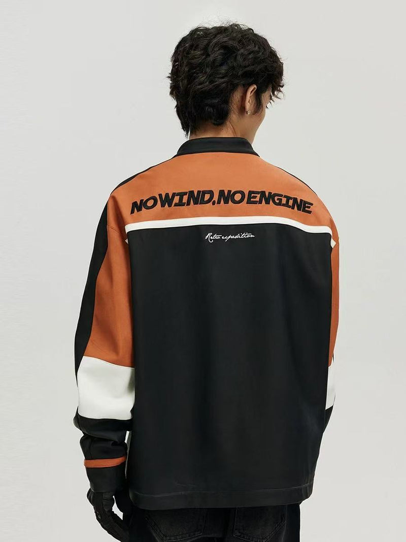 ATRY Contrast Color Racing Leather Jacket