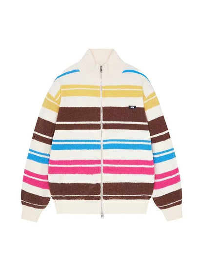 ICONSLAB Rainbow Stripe Cardigan Sweater