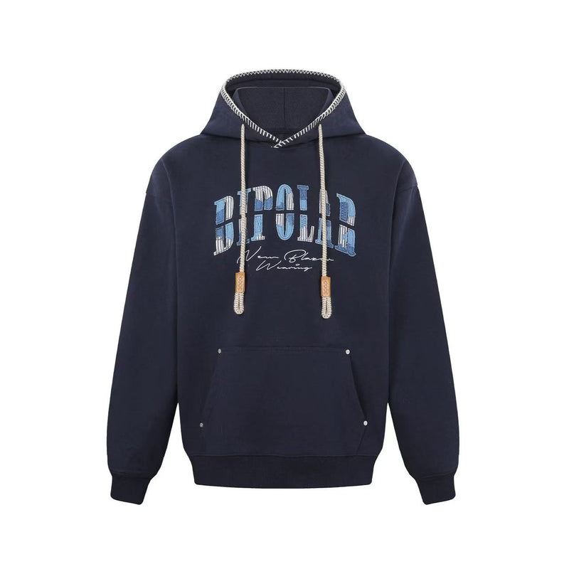 BIPOLAR Denim Striped Patch hoodie