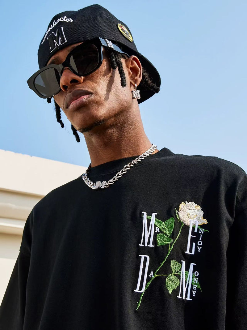 MEDM Rose embroidery Short-sleeved T-shirt