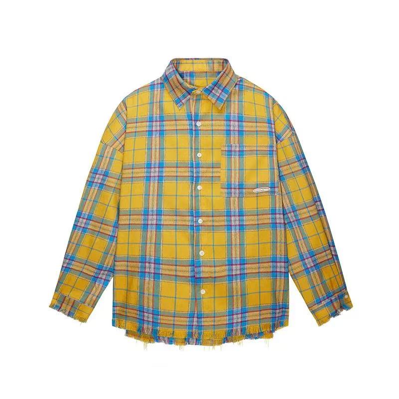 ICONSLAB Plaid Hem Long Sleeve T-shirt