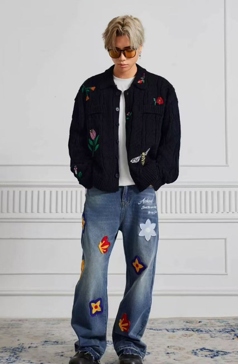 ACHOCK Petal Embroidered Jeans