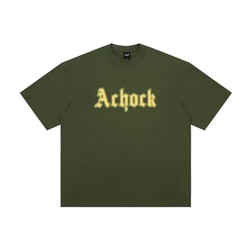 ACHOCK Simple Dot Logo Blur Printed T-shirt