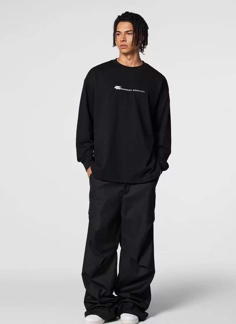 ACHOCK Solid Color Letter Print Long-sleeve T-shirt