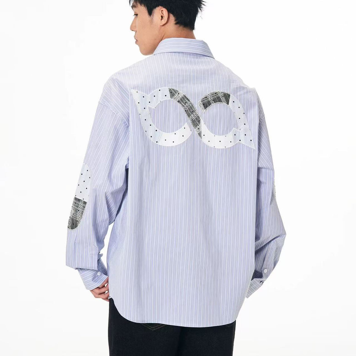 BIPOLAR Lace Plaid Patchwork Striped Polo Shirts