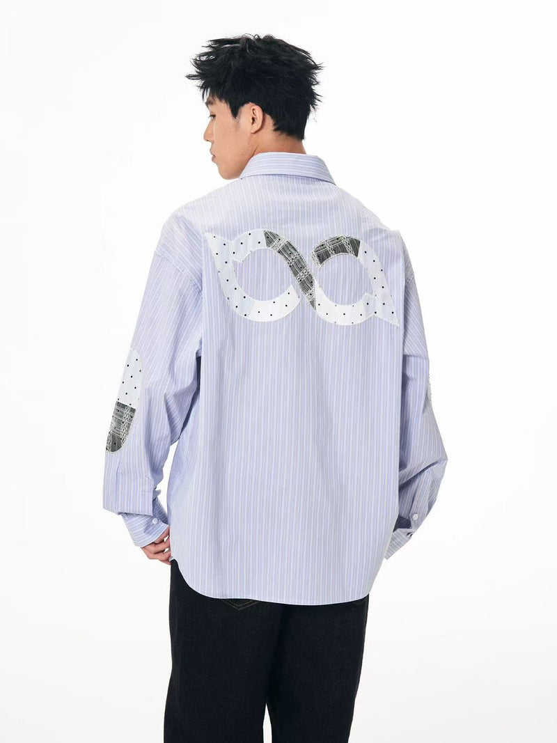 BIPOLAR Lace Plaid Patchwork Striped Polo Shirts