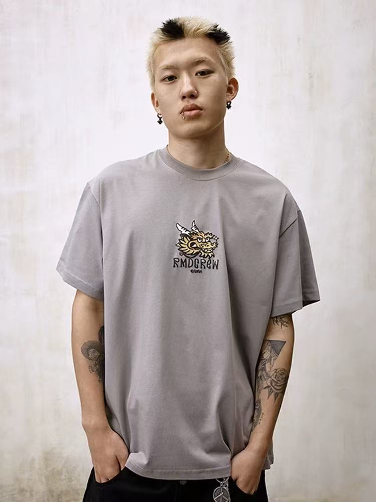 REMEDY Cartoon Dragon Print Short-sleeve T-shirt