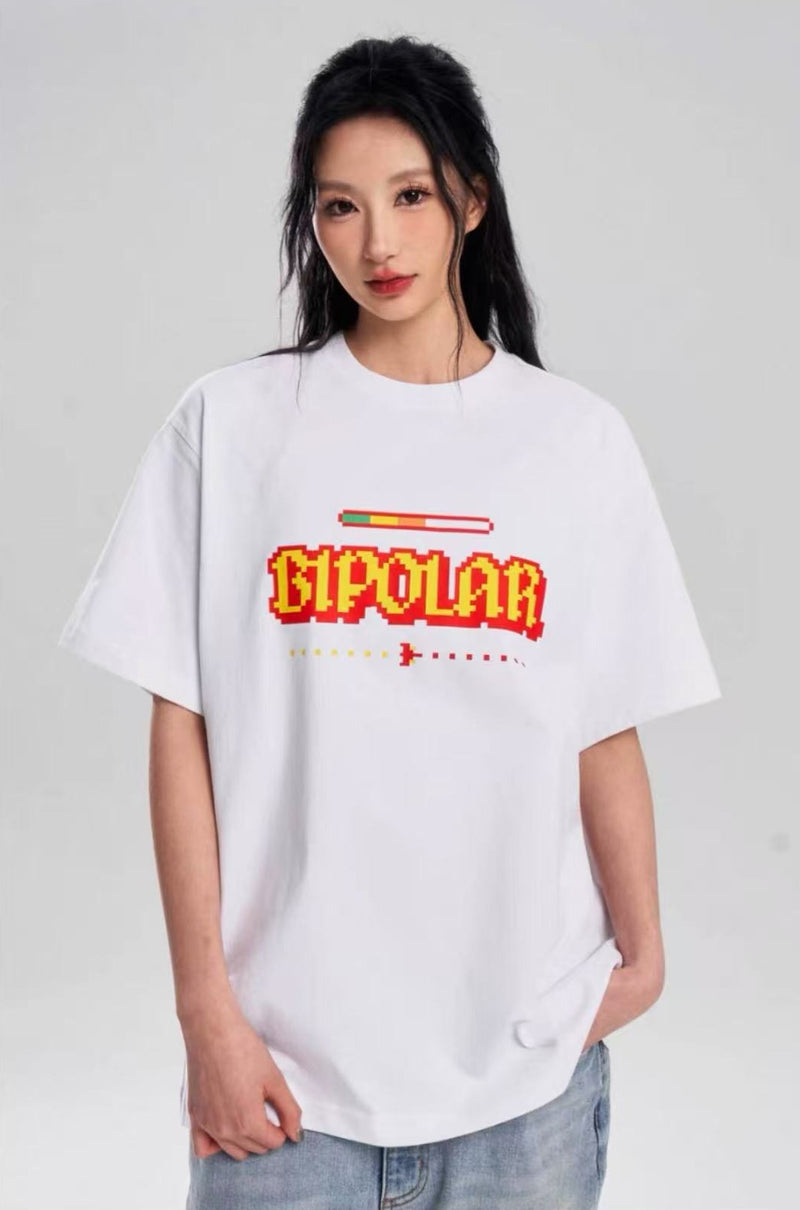 BIPOLAR Pixel Game Offset Printed Short Sleeve T-Shirt