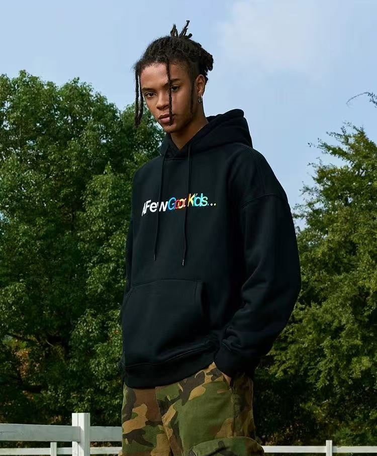 AFGK Gradient Embroidered Overlay Hoodie