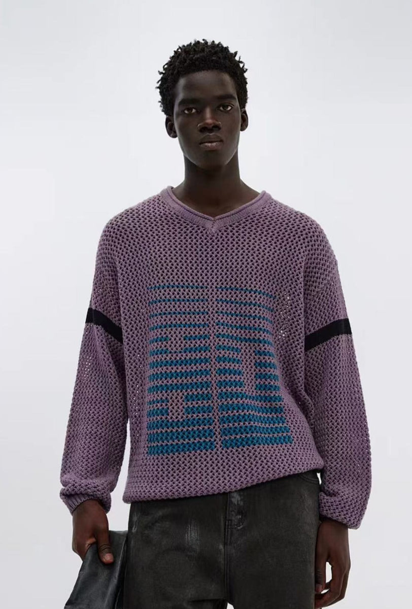 ATRY Retro V-neck Knitted Sweater
