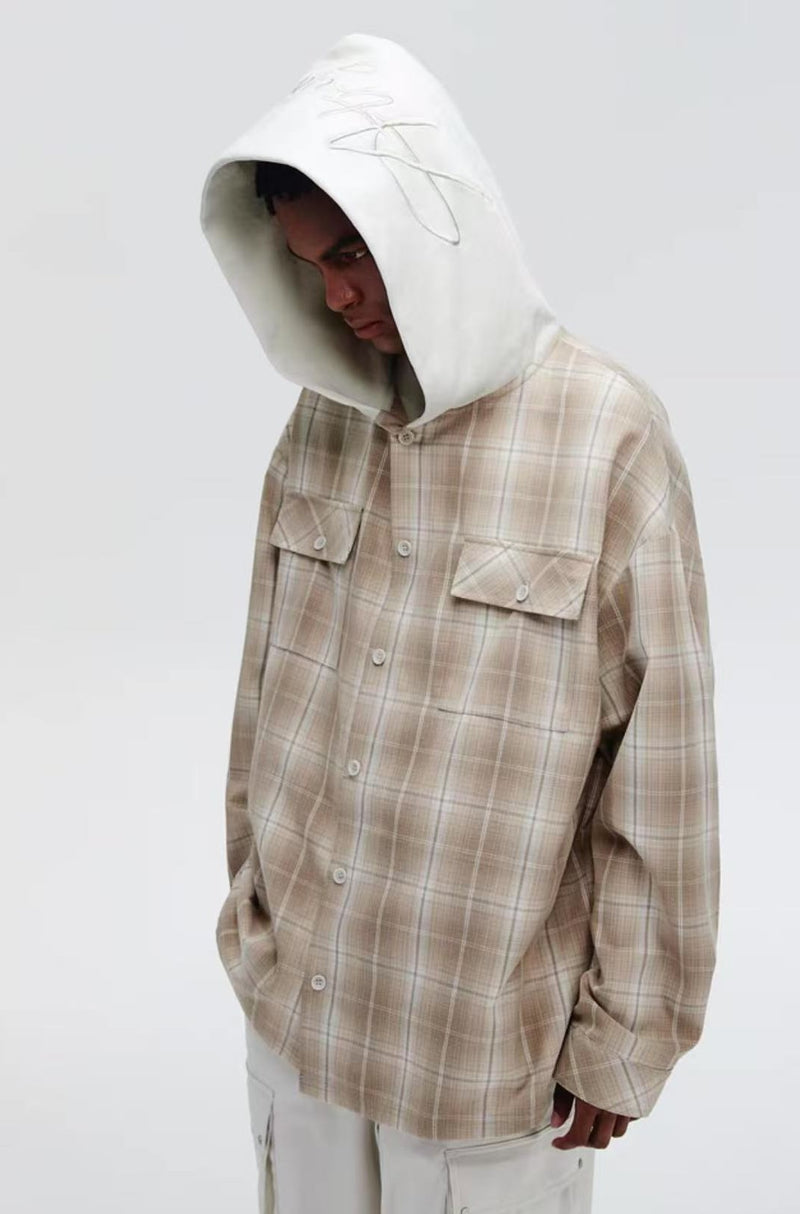 ATRY LOGO Hooded Plaid Shirt