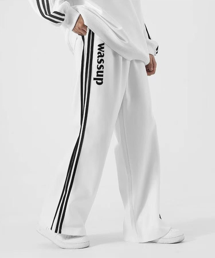 WASSUP Color Matching Wide Leg Track Pants