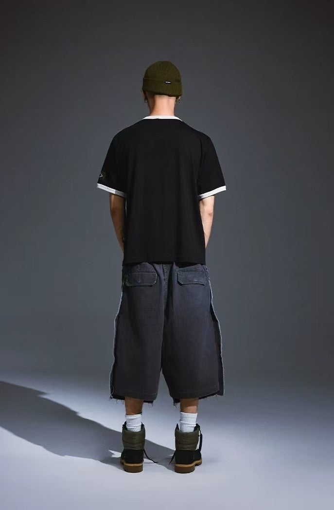 REMEDY Contrast Ribbed Short-sleeved T-shirt