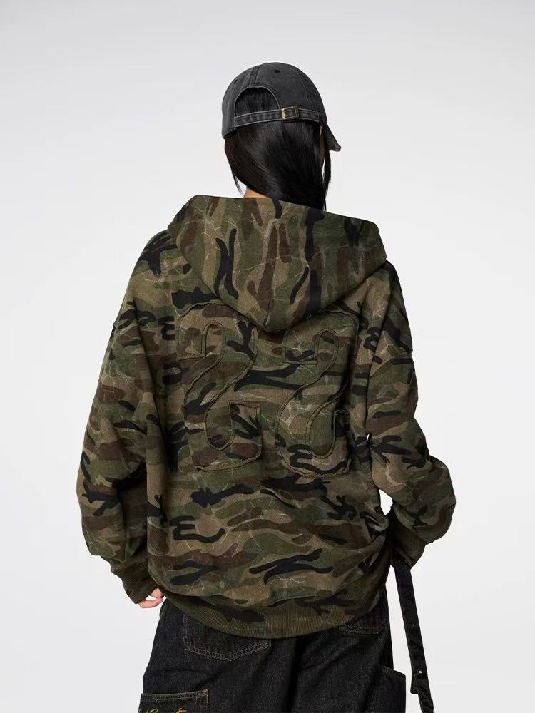 ACHOCK Camouflage Zip Up Hoodie