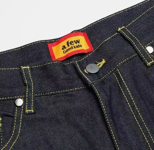 AFGK Pure Color Printed Denim Shorts