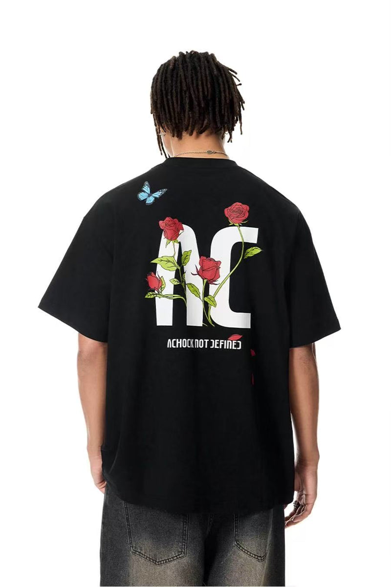 ACHOCK Logo Rose Print T-shirt