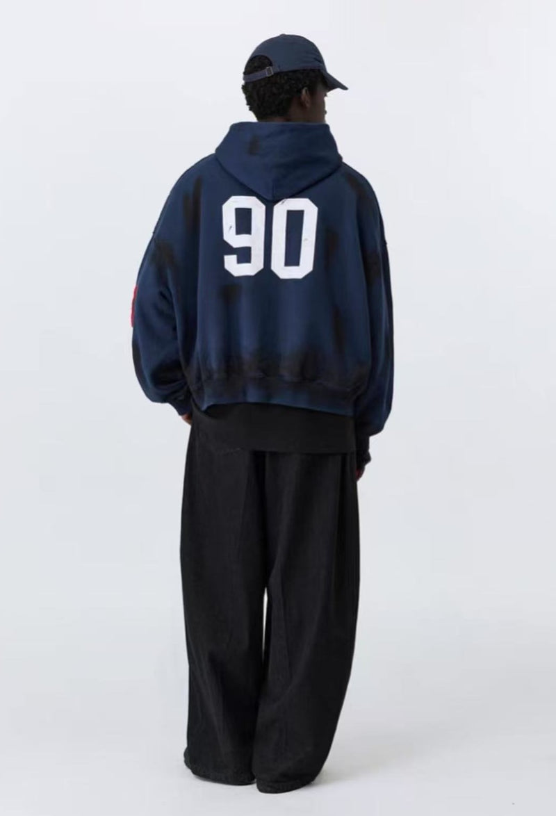 ATRY Dirty Destroyed Heavyweight Cropped Embroidered Hoodie