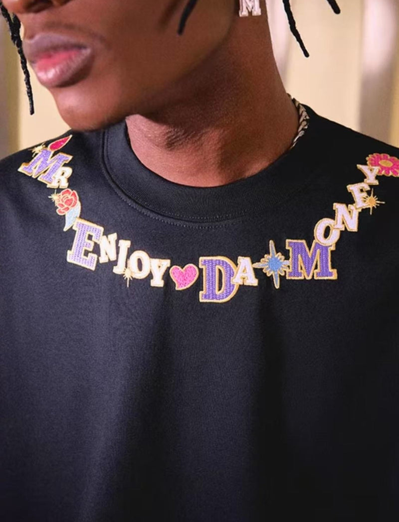 MEDM Necklace Embroidered Short-sleeve T-shirt