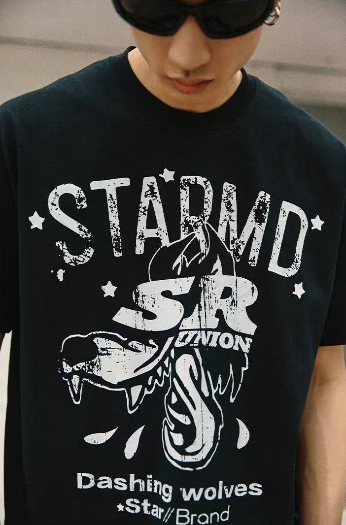 REMEDYxSTA Jackal Print Short-sleeve T-shirt