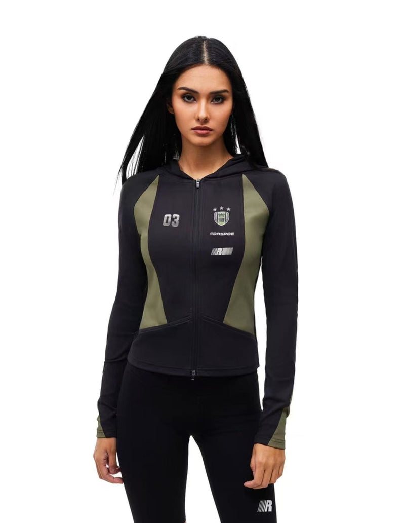 FDR Retro Contrast Patchwork Hooded Sweatshirt (For Women)