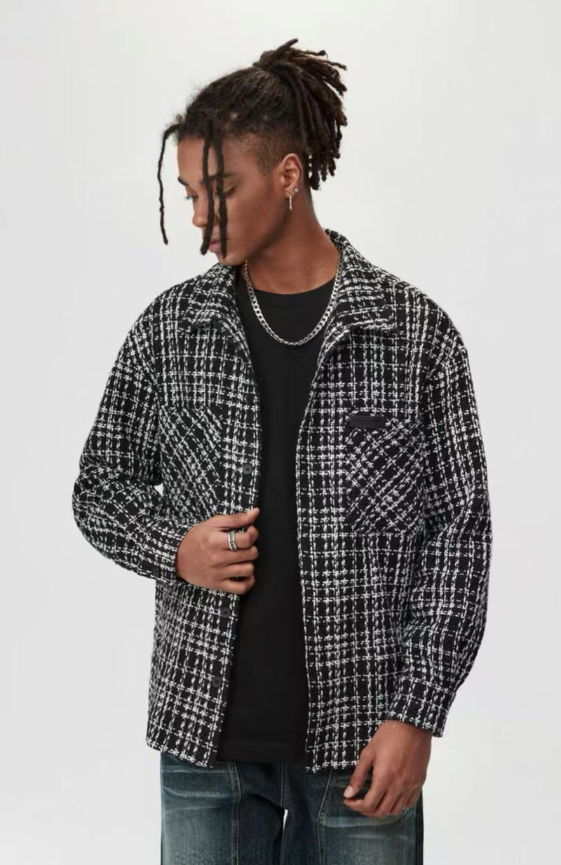 ATRY Checked Leather Logo Long Sleeve Shirt