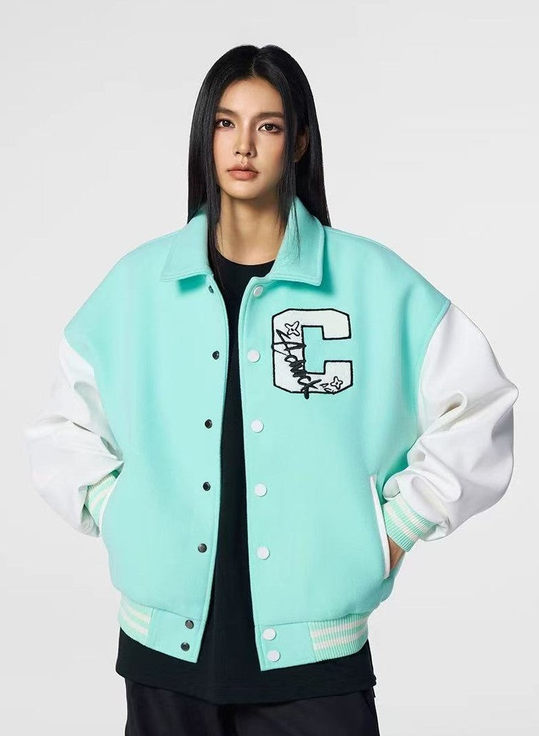 ACHOCK Patchwork Logo Baseball Jacket