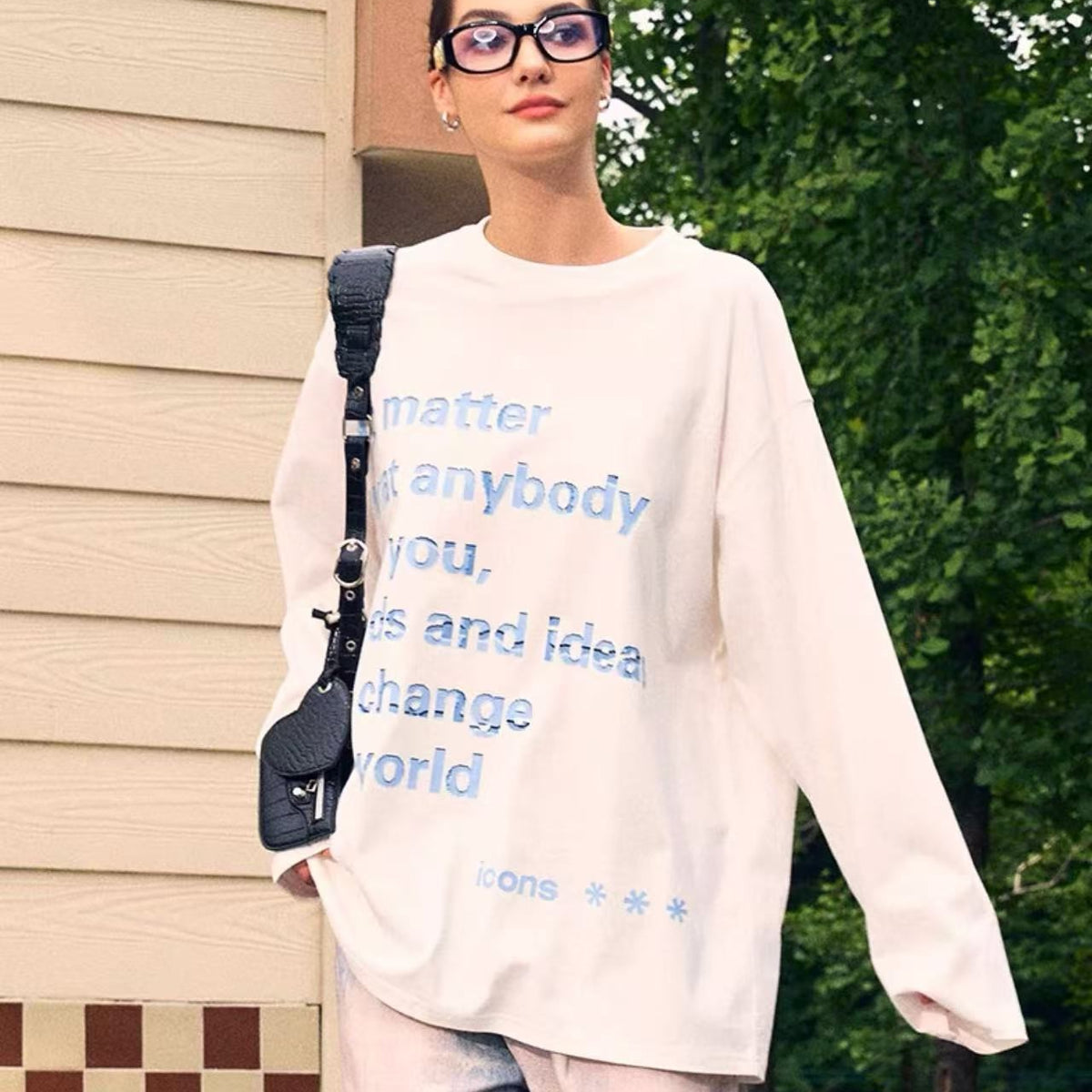 ICONSLAB Mosaic Text Long Sleeve T-shirt