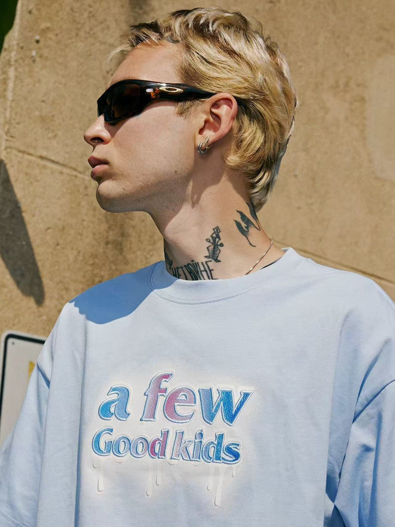 AFGK Versatile Melted Syrup Letter Short-sleeves T- shirt