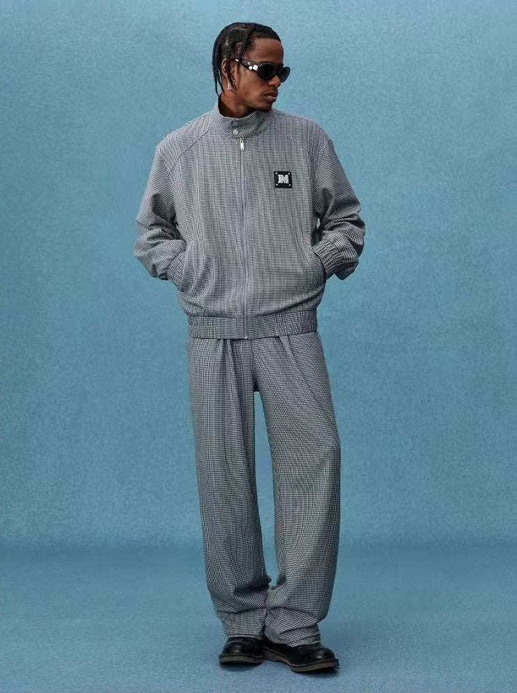 MEDM Houndstooth Stand Collar Casual Jacket