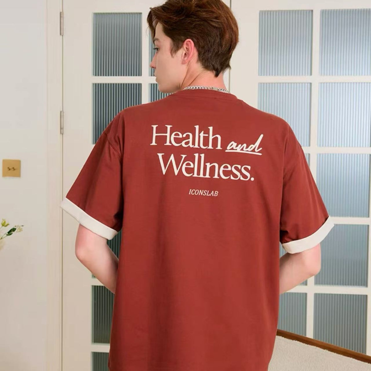ICONSLAB Fake Two-piece Contrasting Text T-shirt
