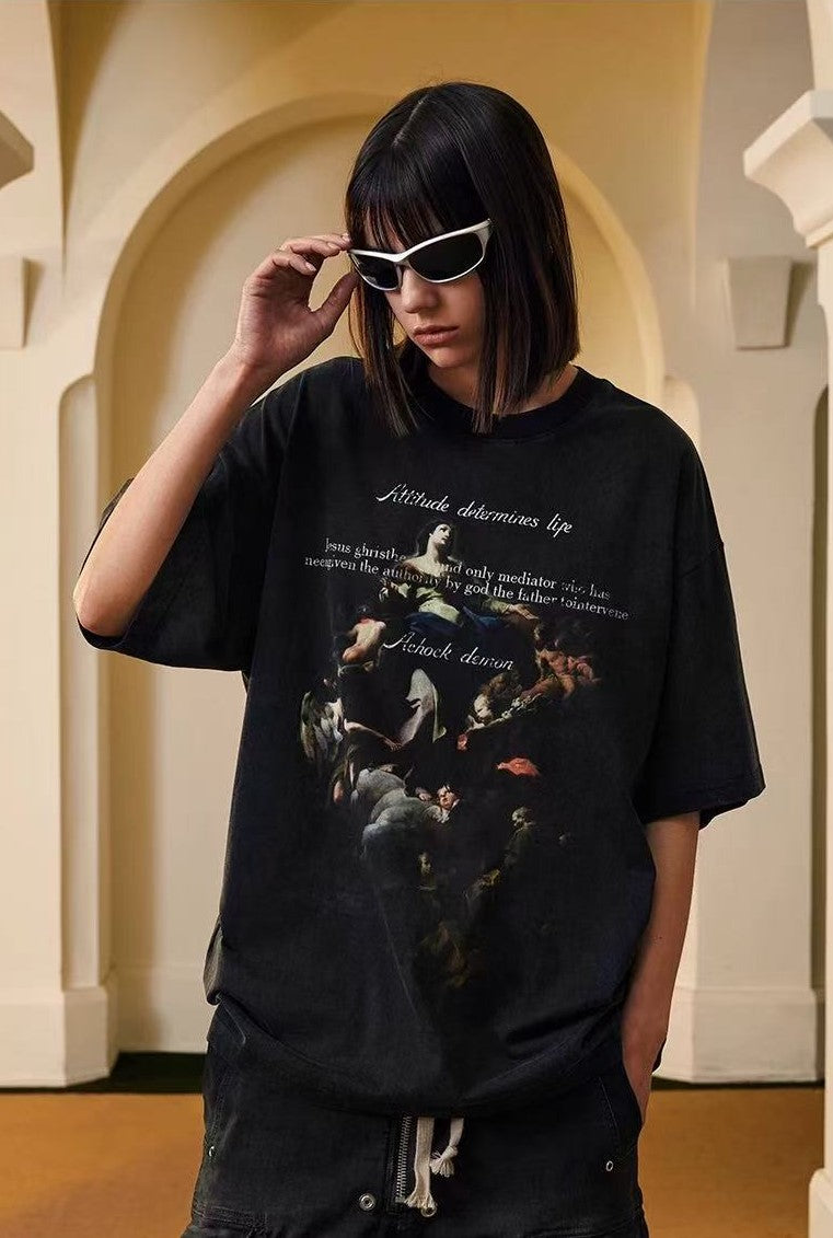 ACHOCK Retro Virgin Mary Printed T-shirt
