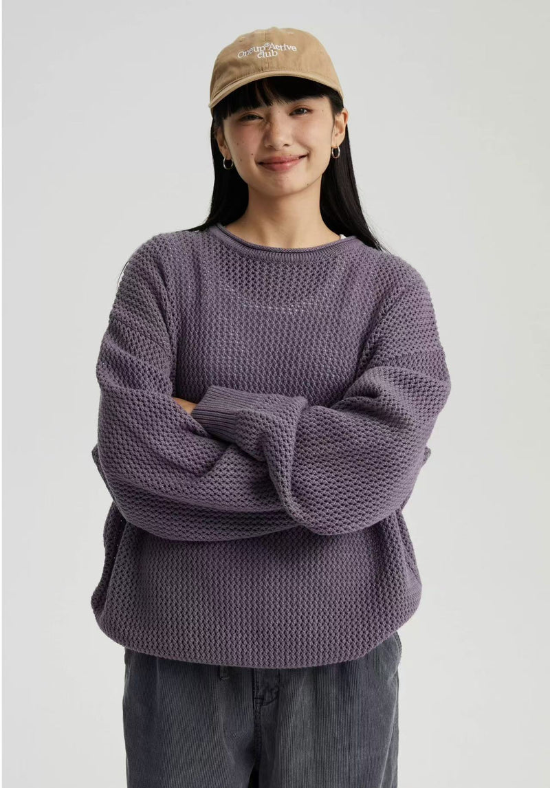 WASSUP Hollow Round Collar Sweater