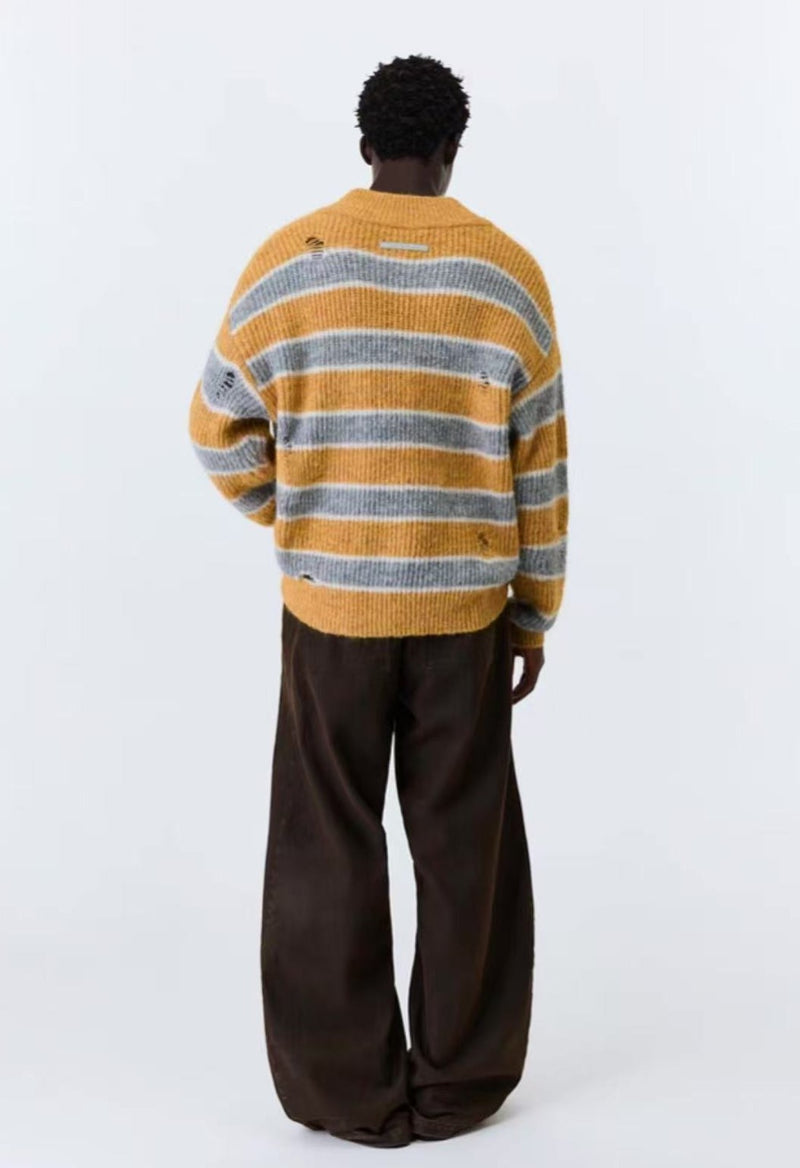 ATRY Retro Striped V-neck Sweater