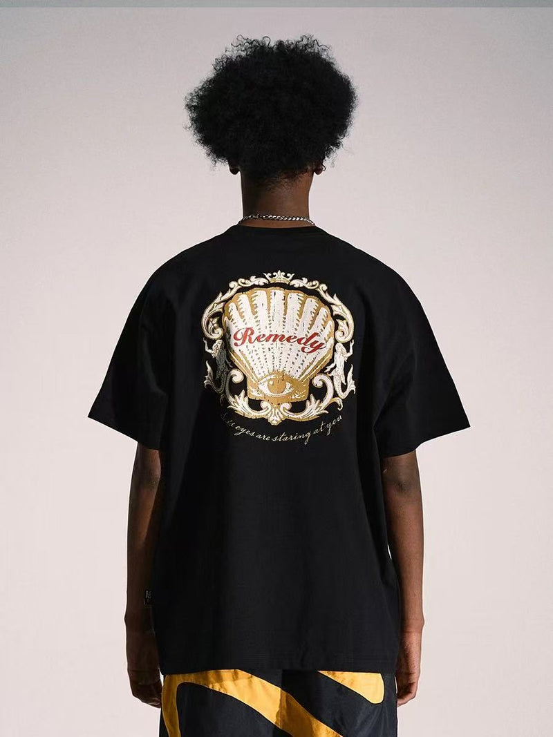REMEDY Retro Judgment Eye Shell Print Short-Sleeve T-Shirt