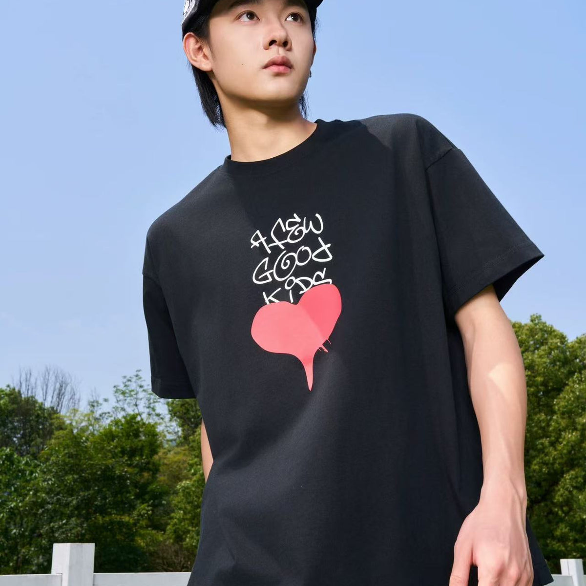 AFGK Valentine's Day Love Graffiti Letter Print Short Sleeve T-Shirt