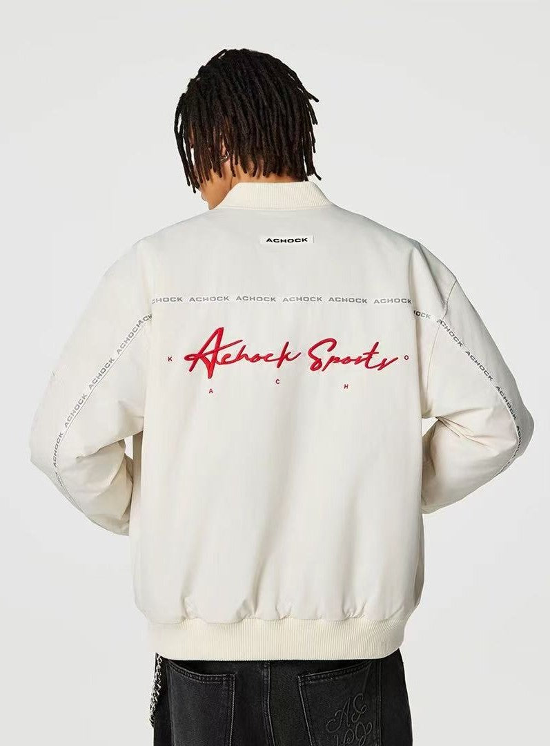 ACHOCK Logo Embroidered Baseball Jacket