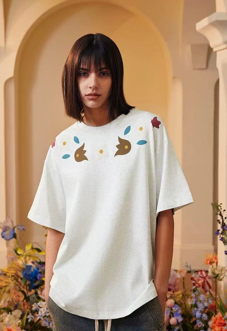 ACHOCK Floral Embroidered T-shirt